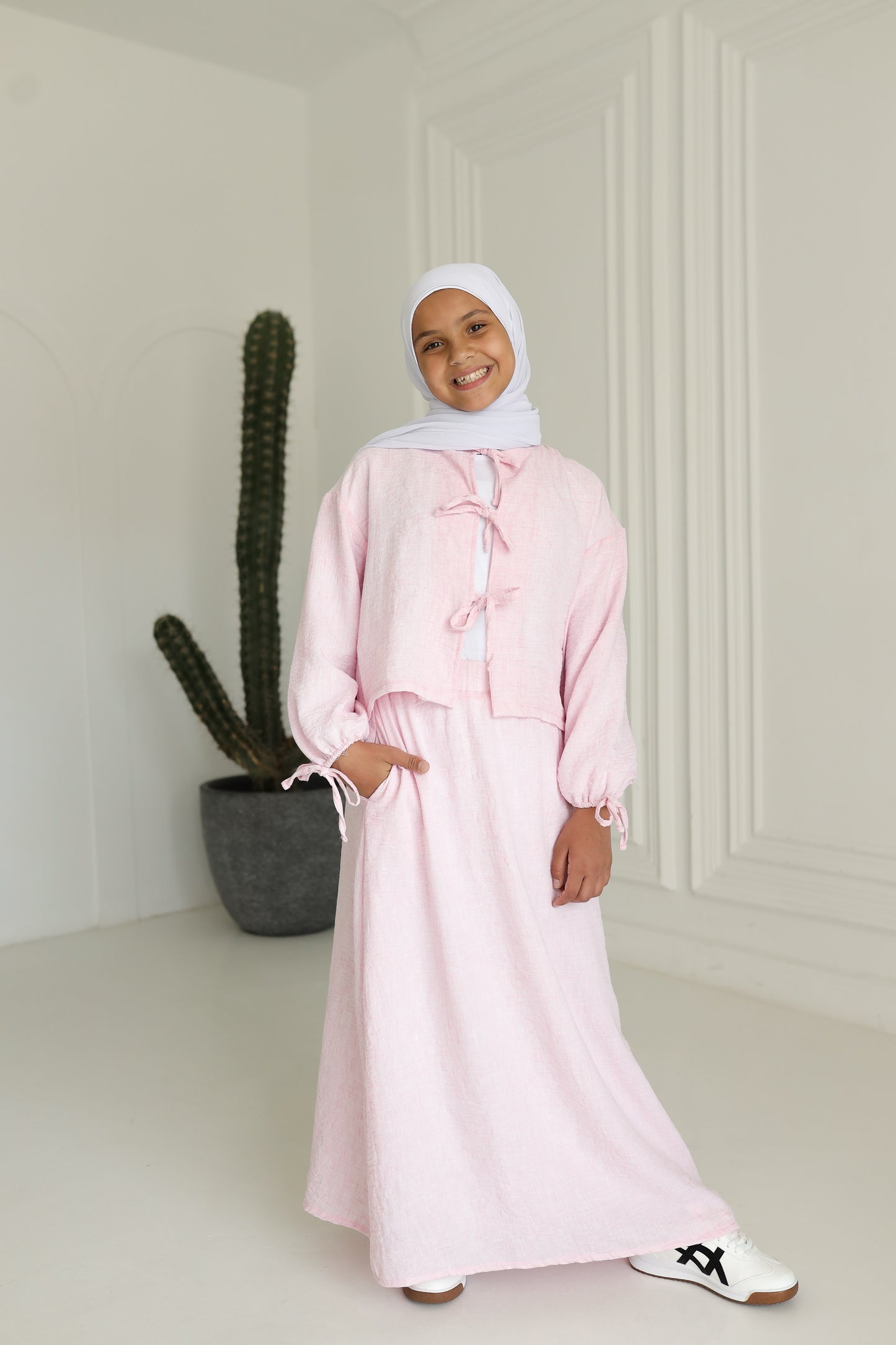 Bow Linen set-Pink