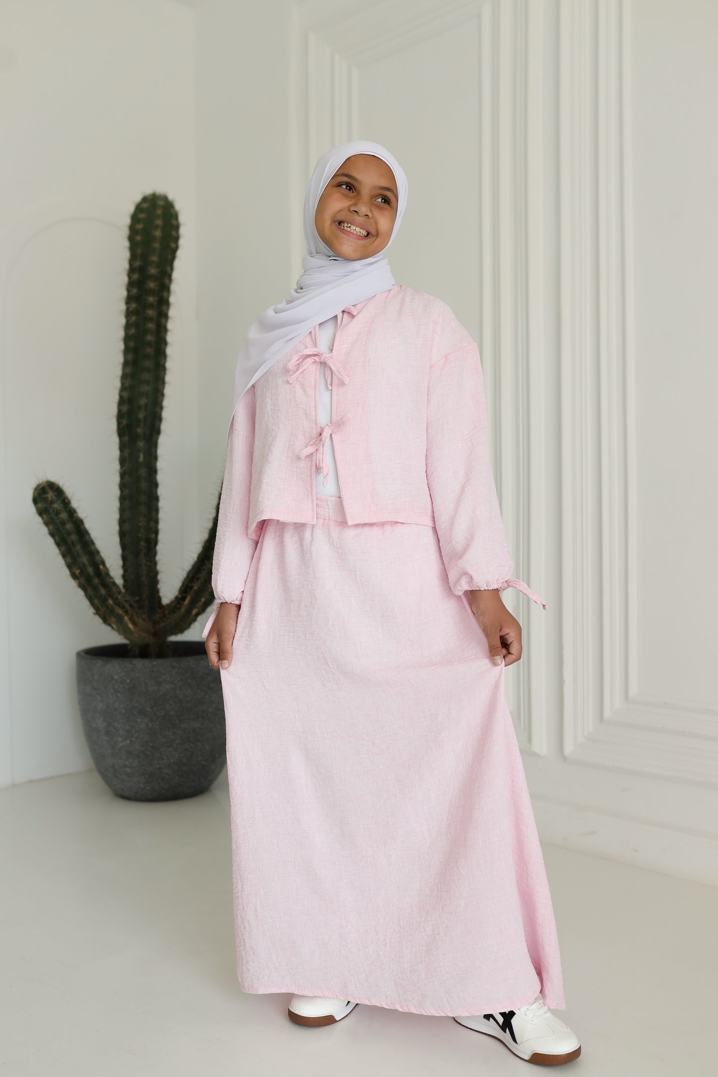 Bow Linen set-Pink