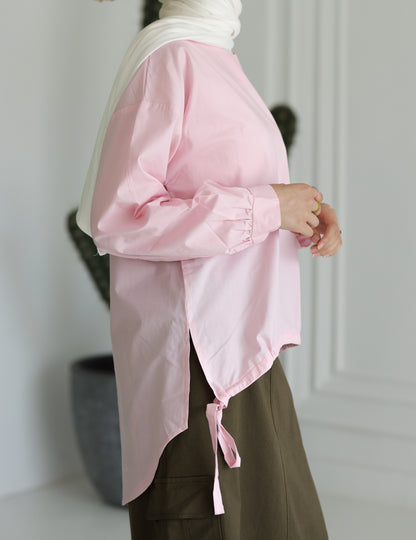 Miss Chic Poplin flow blouse-Pink