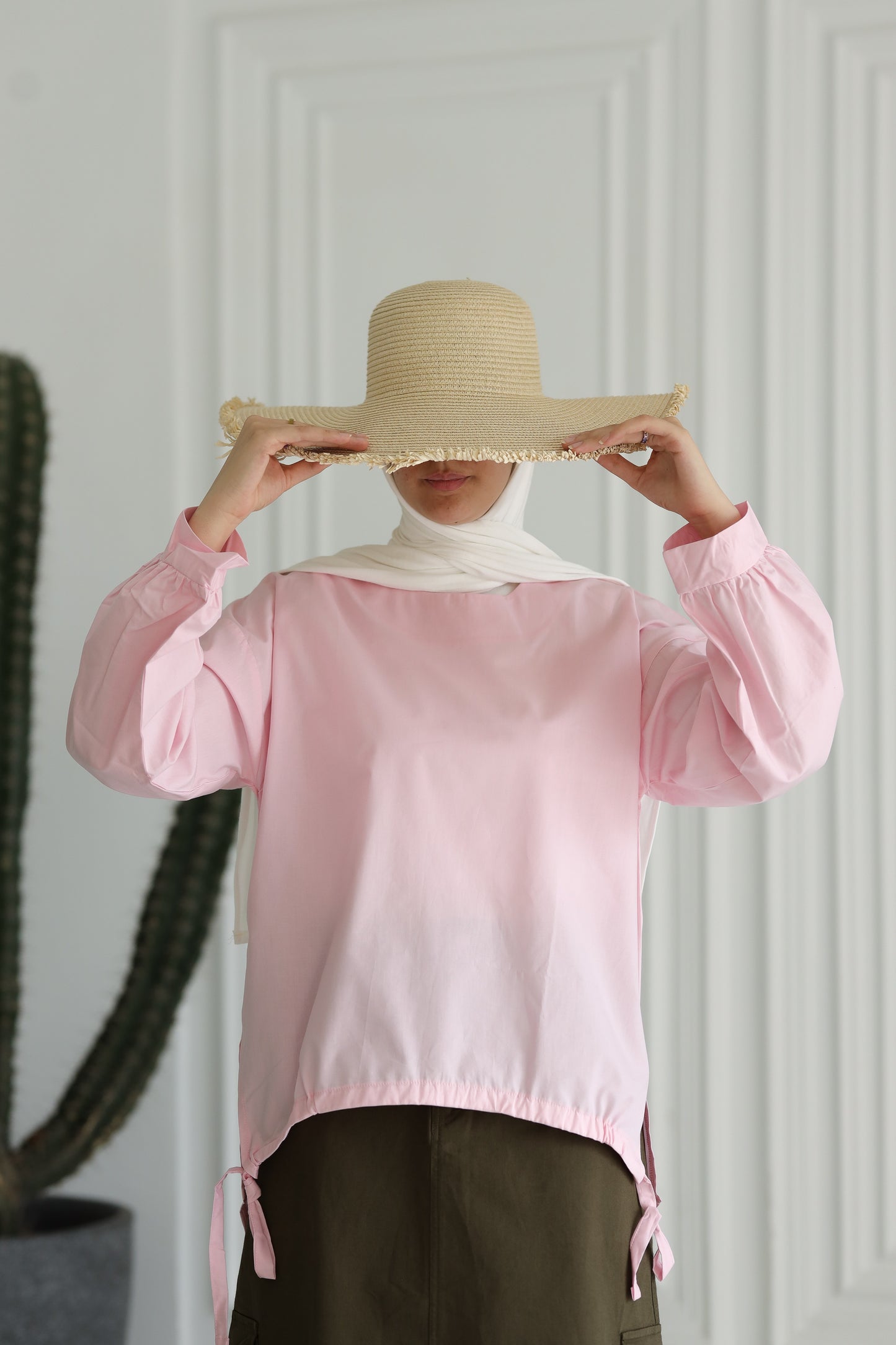 Miss Chic Poplin flow blouse-Pink