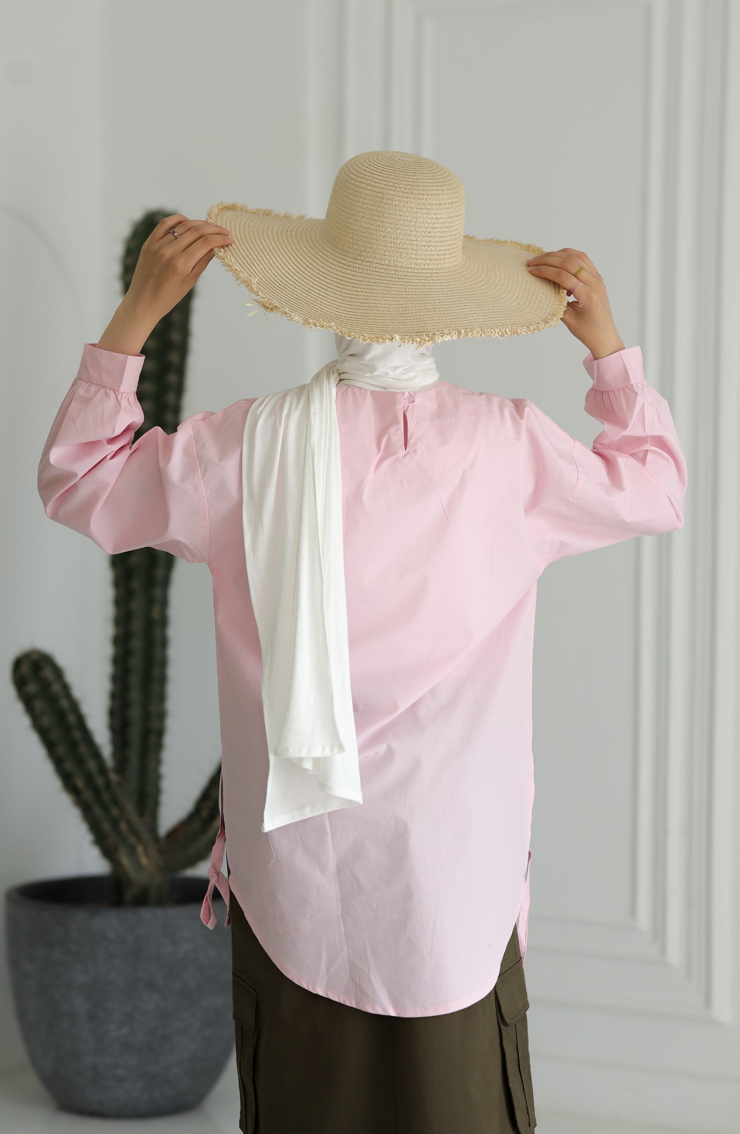 Miss Chic Poplin flow blouse-Pink