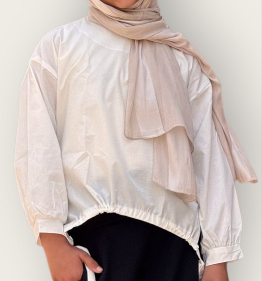 Teens Poplin flow blouse-Off white
