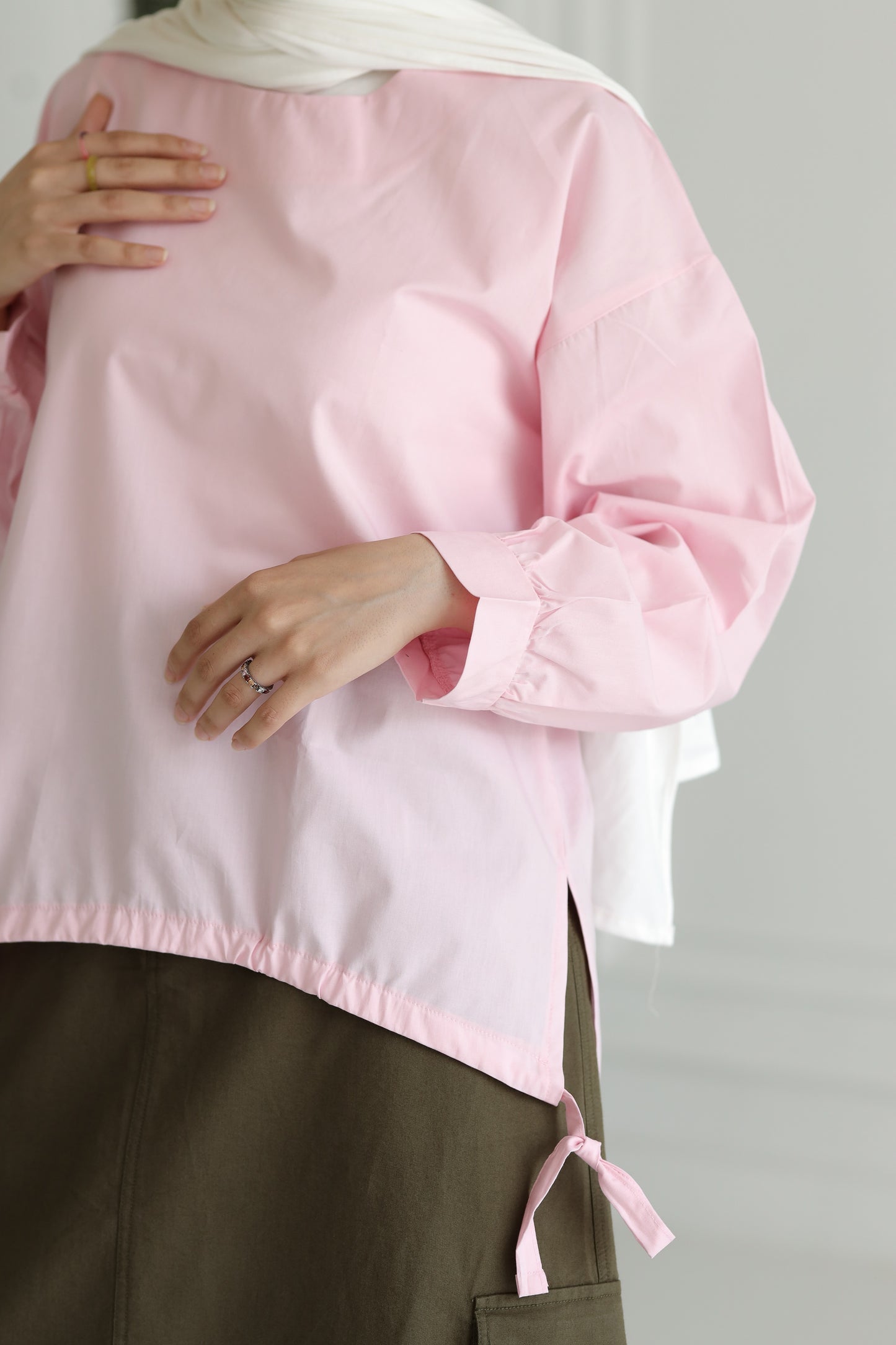 Miss Chic Poplin flow blouse-Pink