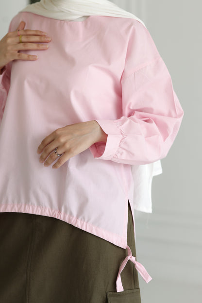 Miss Chic Poplin flow blouse-Pink