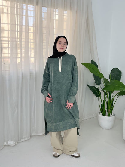 هودي كبير الحجم مع بطانة مخملية