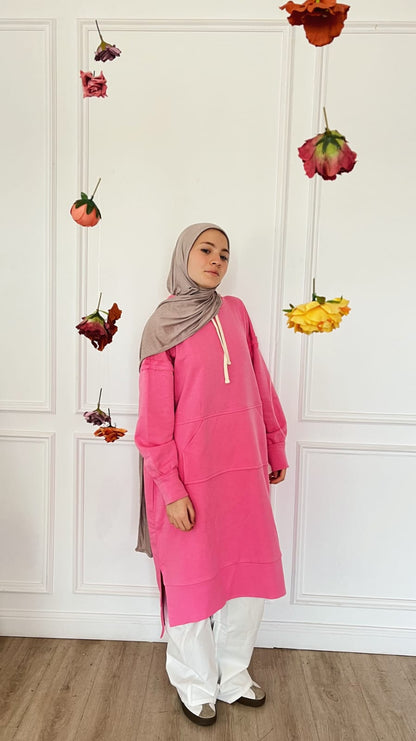 هودي كبير الحجم مع بطانة مخملية