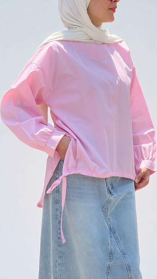 Teens Poplin flow blouse-Pink